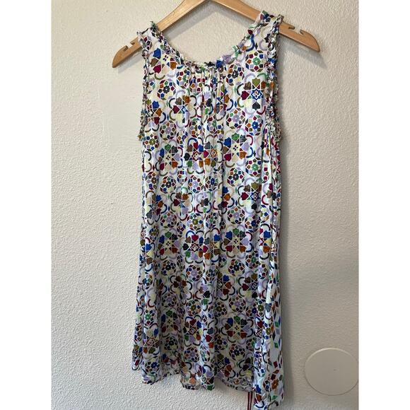 LaRok Colorful Geometric Pattern Sleeveless Tunic/Tank W/ Ruffled Details Small - Picture 3 of 12
